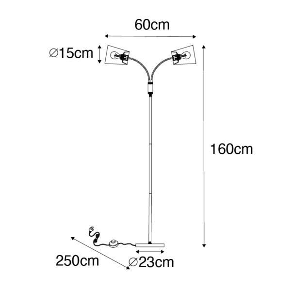 Moderne vloerlamp zwart 2-lichts - Carmen - Afbeelding 3