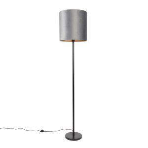 vloerlampen Moderne vloerlamp zwart kap grijs 40 cm Simplo StaalStof Grijs Simpele maar stijlvolle deze Mooi afgewerkt met armatuur en lichtgrijze lampenkap.