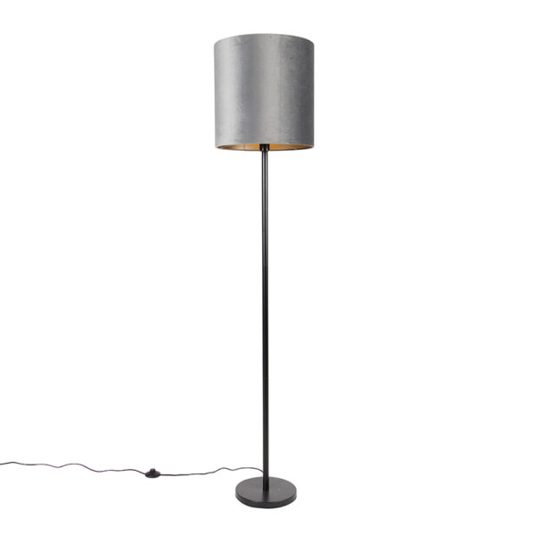 vloerlampen Moderne vloerlamp zwart kap grijs 40 cm Simplo StaalStof Grijs Simpele maar stijlvolle deze Mooi afgewerkt met armatuur en lichtgrijze lampenkap.