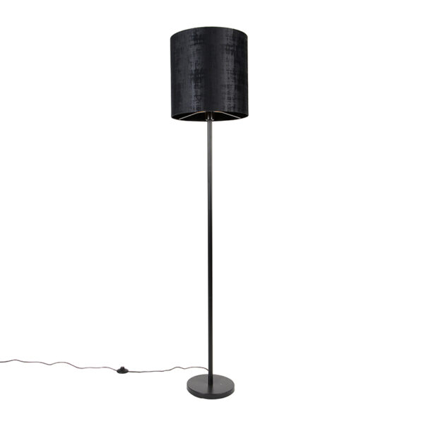 vloerlampen Moderne vloerlamp zwart kap 40 cm Simplo StaalStof Zwart Simpele maar stijlvolle deze Simplo. Mooi afgewerkt in een armatuur met velours lampenkap.