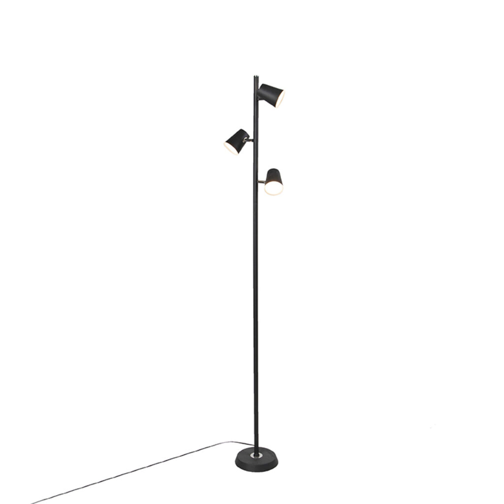 vloerlampen Moderne vloerlamp zwart incl. LED dimbaar Coupe Metaal Zwart De moderne past echt perfect in jouw modern zwarte kleur maakt hem tijdloos. lamp