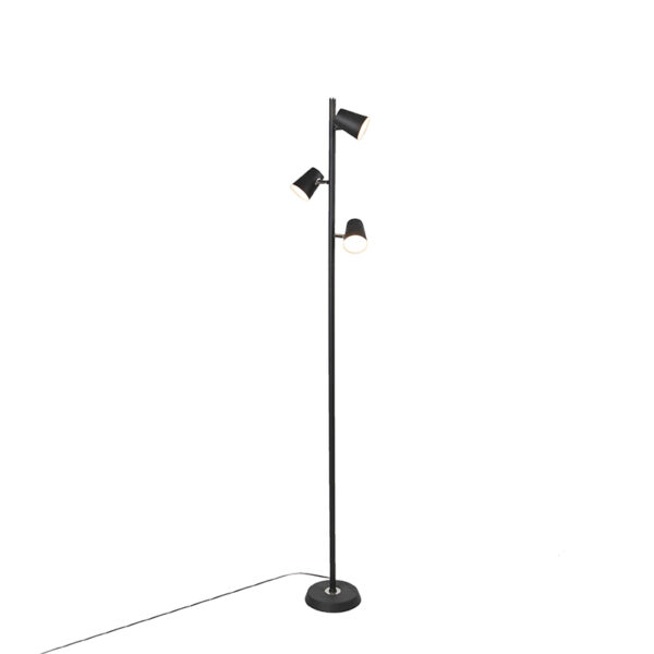 vloerlampen Moderne vloerlamp zwart incl. LED dimbaar Coupe Metaal Zwart De moderne past echt perfect in jouw modern zwarte kleur maakt hem tijdloos. lamp