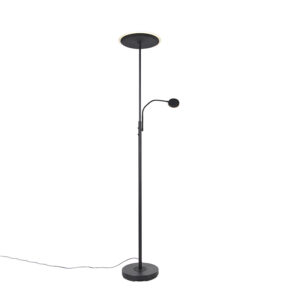 vloerlampen Moderne vloerlamp zwart incl. LED dimbaar met leesarm Strela GlasStaal Zwart De geeft in interieur een moderne lamp heeft hoogte van 180 cm en de