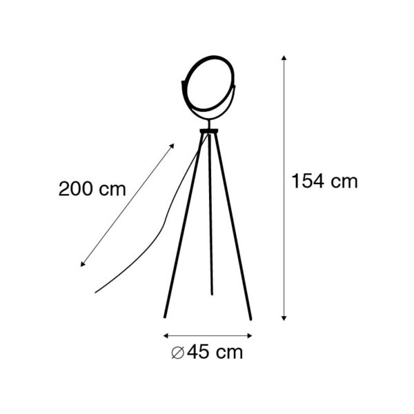 Moderne vloerlamp zwart incl. LED en dimmer tripod - Vincent - Afbeelding 3