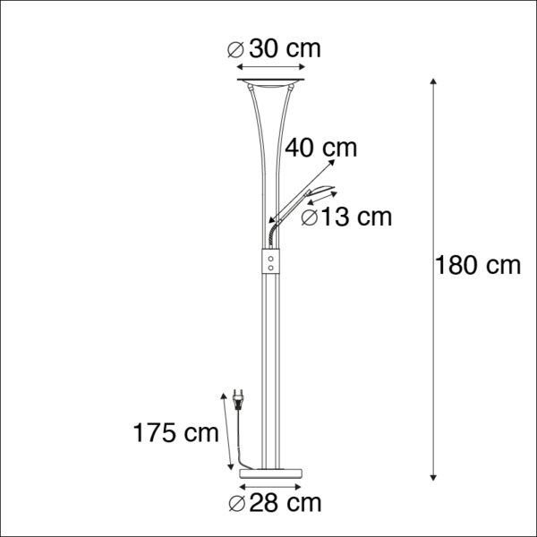 Moderne vloerlamp zwart incl. LED met leesarm - Ibiza - Afbeelding 3