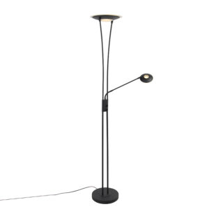 vloerlampen Moderne vloerlamp zwart incl. LED met leesarm Ibiza StaalGlas Zwart Zeer functionele afgewerkt in mooi mat zwart. Onze heeft een totale hoogte van
