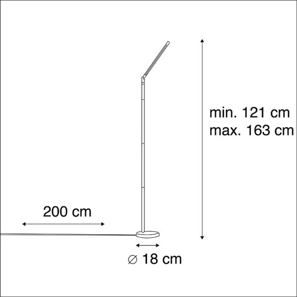 Moderne vloerlamp zwart incl. LED met touch dimmer - Berdien - Afbeelding 3