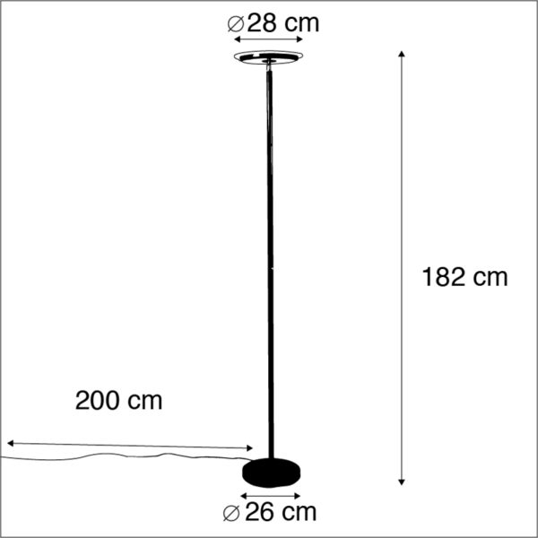 Moderne vloerlamp zwart incl. LED met touch dimmer - Hanz - Afbeelding 3