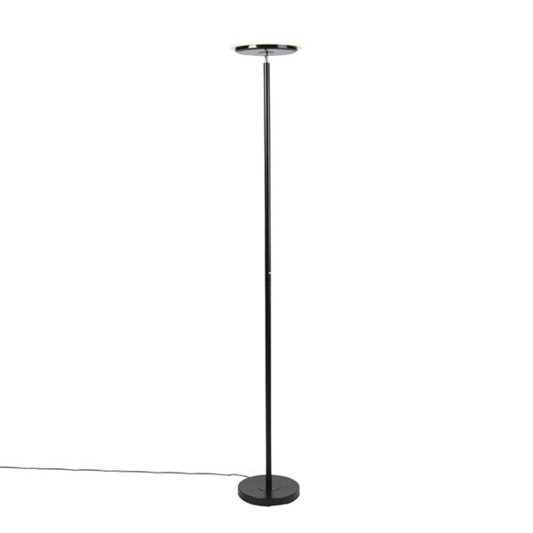 vloerlampen Moderne vloerlamp zwart incl. LED met touch dimmer Hanz GlasMetaal Zwart De is een moderne die past in jouw modern zwarte kleur en de