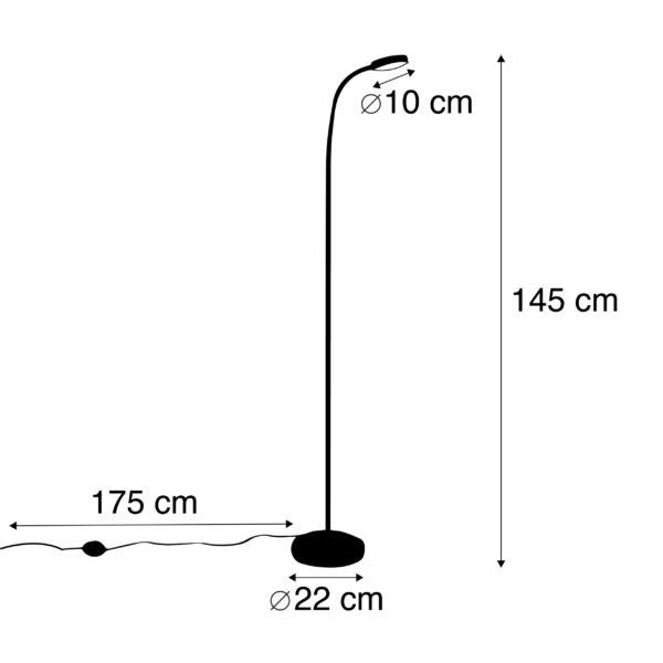 Moderne vloerlamp zwart incl. LED - Trax - Afbeelding 3
