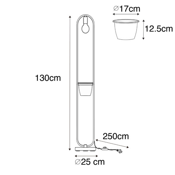 Moderne vloerlamp zwart met glas 25 cm - Roslini - Afbeelding 3