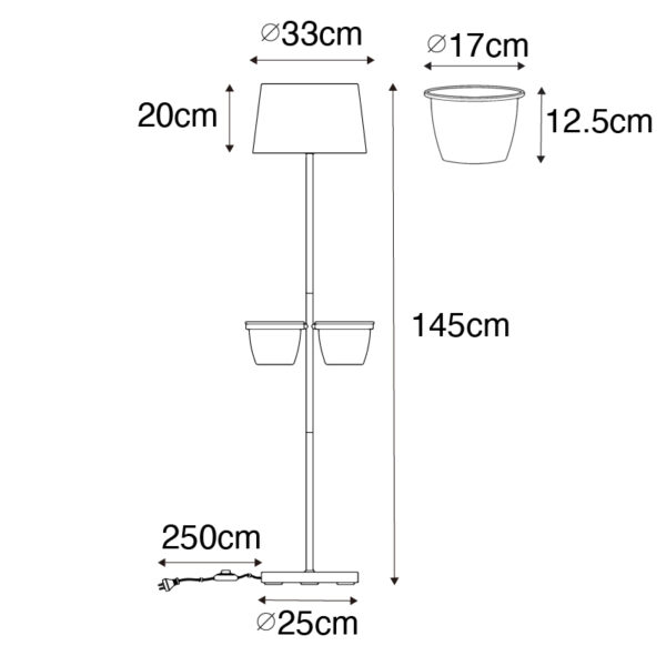 Moderne vloerlamp zwart met glas 33 cm - Roslini - Afbeelding 3