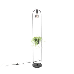 vloerlampen Moderne vloerlamp zwart met glas 25 cm Roslini StaalGlas Zwart Vloerlamp is niet alleen een lamp maar ook mooie accessoire voor in de ruimte. Je