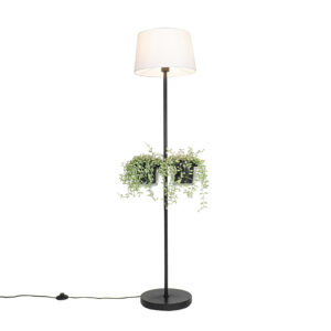 vloerlampen Moderne vloerlamp zwart met glas 33 cm Roslini StaalGlas Zwart Voeg wat groen toe aan je interieur moet Deze moderne heeft twee glazen bloempotten