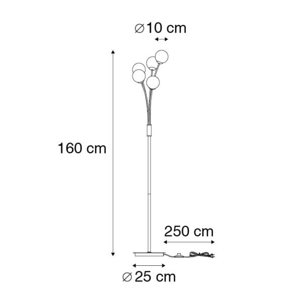 Moderne vloerlamp zwart met goud 5-lichts - Athens Wire - Afbeelding 3
