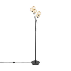 vloerlampen Moderne vloerlamp zwart met goud Athens Wire Staal Goud Vloerlamp is een strakke en moderne vloerlamp. Perfect voor in de hoek van woonkamer