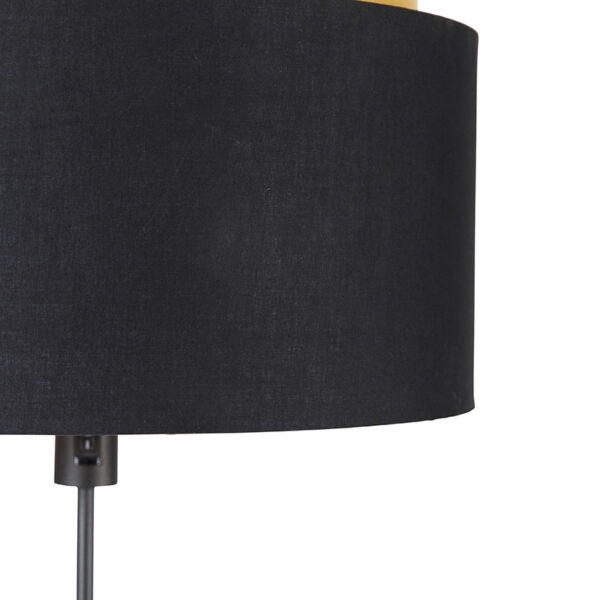 Moderne vloerlamp zwart met goud duo kap - Parte - Afbeelding 2
