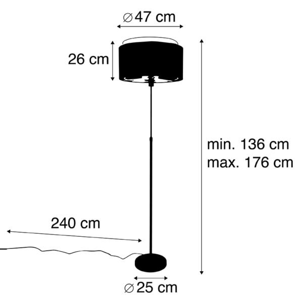 Moderne vloerlamp zwart met goud duo kap - Parte - Afbeelding 3