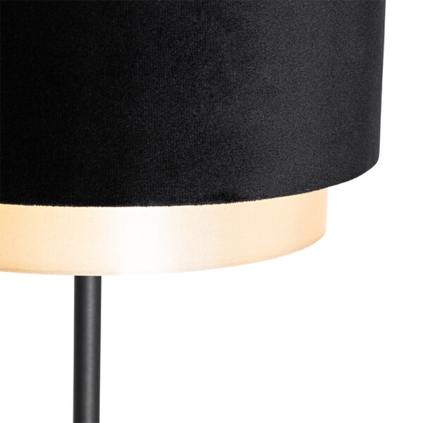 Moderne vloerlamp zwart met goud - Elif - Afbeelding 2