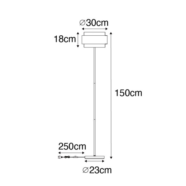 Moderne vloerlamp zwart met goud - Elif - Afbeelding 3