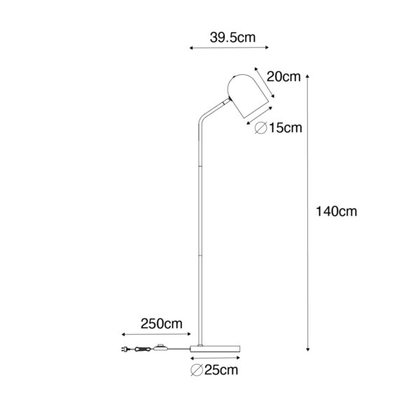 Moderne vloerlamp zwart met goud - Morik - Afbeelding 3
