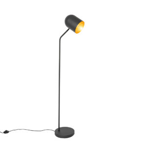 vloerlampen Moderne vloerlamp zwart met goud Morik Staal Zwart Haal een moderne eyecatcher in huis onze Morik. Deze is gemaakt van staal afgewerkt de zwarte en