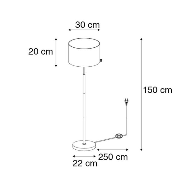 Moderne vloerlamp zwart met goud - VT 1 - Afbeelding 3