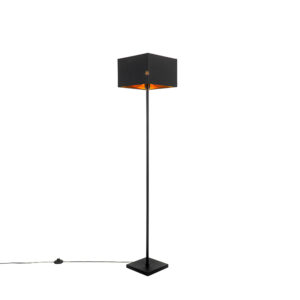 vloerlampen Moderne vloerlamp zwart met goud VT 1 StofStaal Zwart Vloerlamp is een echte sfeermaker voor in Doordat de binnenkant gouden kleur heeft geeft lamp
