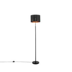 vloerlampen Moderne vloerlamp zwart met goud VT 1 StofStaal Zwart Vloerlamp is een echte sfeermaker voor in Doordat de binnenkant gouden kleur heeft geeft lamp