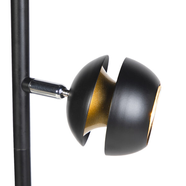 Moderne vloerlamp 3-lichts zwart met gouden binnenkant - Buell Deluxe - Afbeelding 2