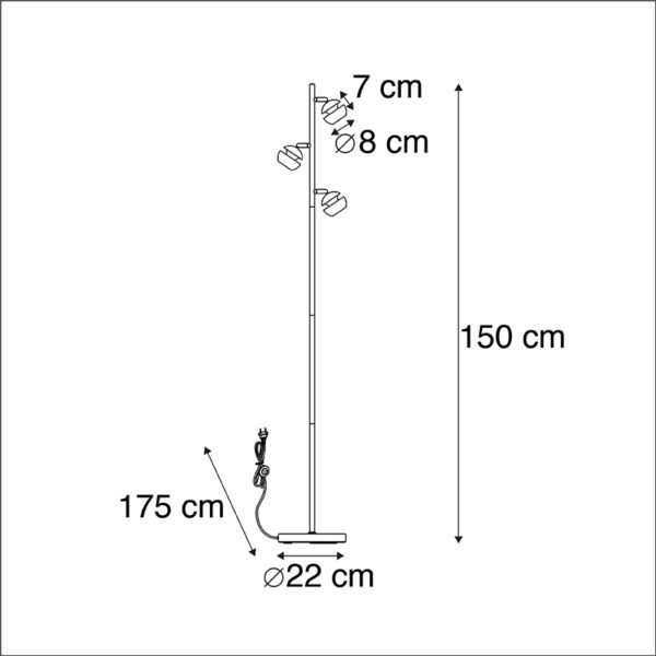 Moderne vloerlamp 3-lichts zwart met gouden binnenkant - Buell Deluxe - Afbeelding 3