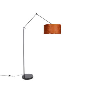 vloerlampen Moderne vloerlamp zwart met kap oranje 50 cm Editor StaalStof Oranje Voeg warmte toe aan je interieur de moderne Editor. Zijn kleur zorgt voor een