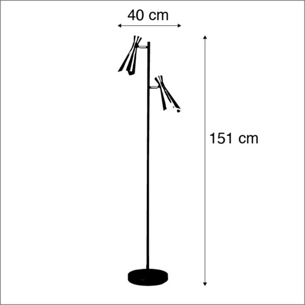 Moderne vloerlamp zwart met 2 koperen spots - Jesse - Afbeelding 3