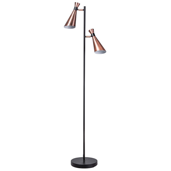 vloerlampen Moderne vloerlamp zwart met 2 koperen spots Jesse Metaal Zwart Als je op zoek bent naar een mooie moderne is deze echt wat jouw interieur nodig Deze
