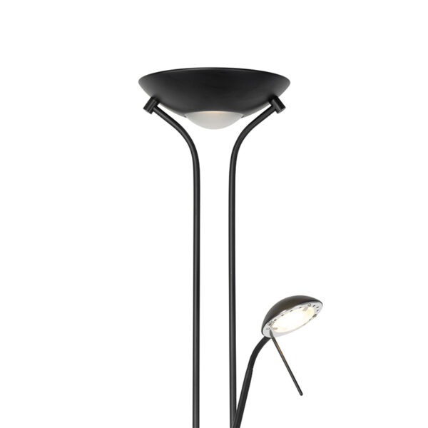 Moderne vloerlamp zwart met leeslamp incl. LED dim to warm - Diva - Afbeelding 2