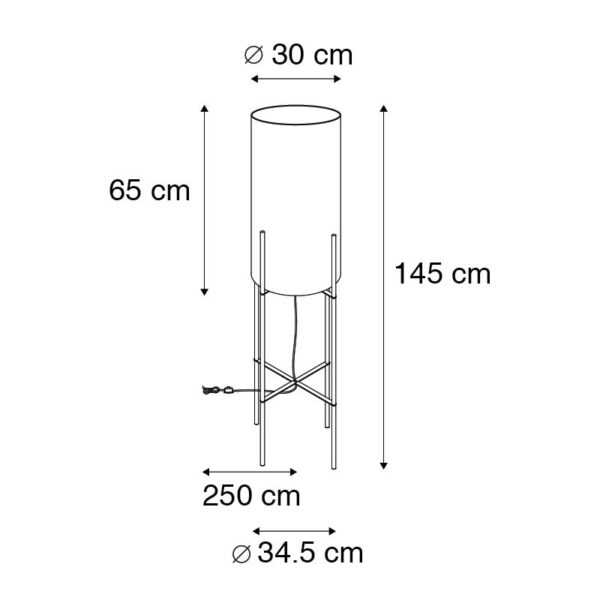 Moderne vloerlamp zwart met linnen witte kap - Rich - Afbeelding 3
