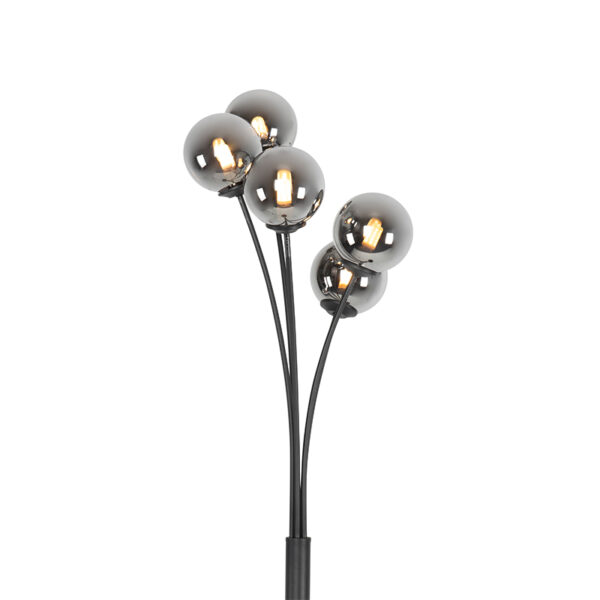 Moderne vloerlamp zwart 5-lichts met smoke glas - Athens - Afbeelding 2