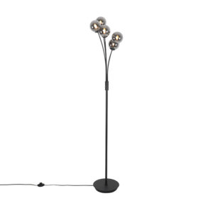 vloerlampen Moderne vloerlamp zwart met smoke glas Athens GlasStaal Zwart Vloerlamp is een strakke en moderne vloerlamp. Perfect voor in de hoek van woonkamer
