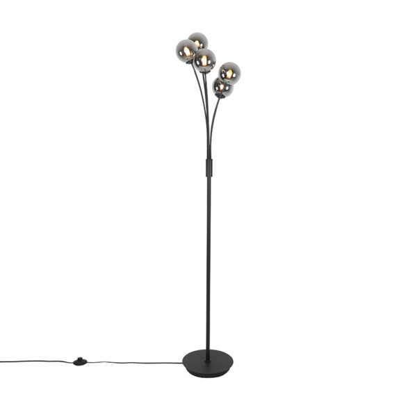 vloerlampen Moderne vloerlamp zwart met smoke glas Athens GlasStaal Zwart Vloerlamp is een strakke en moderne vloerlamp. Perfect voor in de hoek van woonkamer