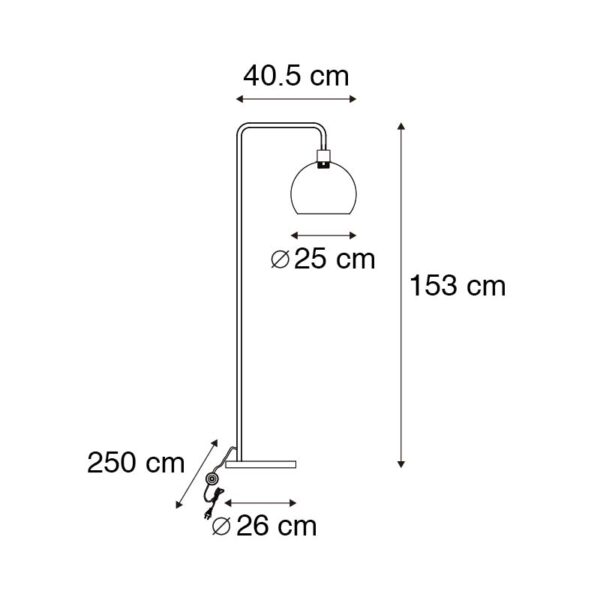 Moderne vloerlamp zwart met smoke glas effect - Maly - Afbeelding 3