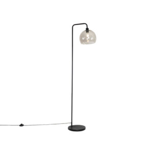 vloerlampen Moderne vloerlamp zwart met smoke glas effect Maly StaalKunststof Zwart Mooie zwarte een voor industrieel of art deco interieur. Modern in zijn