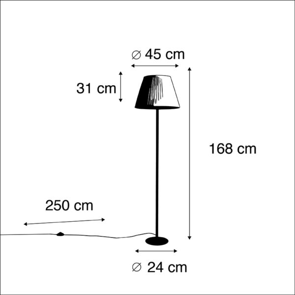 Moderne vloerlamp zwart met witte plisse kap 45 cm - Simplo - Afbeelding 3