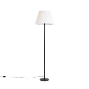 vloerlampen Moderne vloerlamp zwart met witte plisse kap 45 cm Simplo StaalStof Een moderne afgewerkt in metaal. De combinatie de zwarte armatuur geeft een