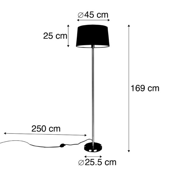 Moderne vloerlamp zwart met zwarte kap 45 cm - Simplo - Afbeelding 3