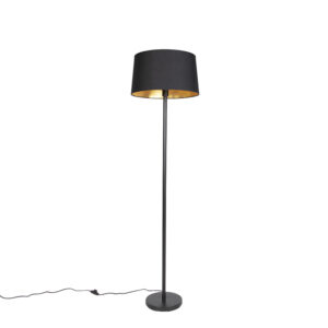 vloerlampen Moderne vloerlamp zwart met zwarte kap 45 cm Simplo StofStaal Zwart Hou jij wel van een moderne touch in je Dan is deze echt iets voor Hij wordt