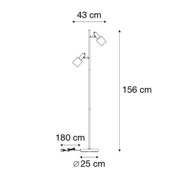 Moderne vloerlamp zwart 2-lichts - Stijn - Afbeelding 3
