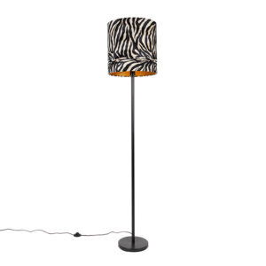 vloerlampen Moderne vloerlamp zwart stoffen kap zebra 40 cm Simplo StaalStof Zebra print Voeg een printje toe aan je interieur met onze moderne vloerlamp. De