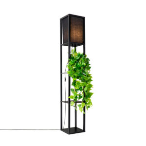 vloerlampen Moderne vloerlamp zwart Stojan HoutStof Zwart Een gezellige volledig afgewerkt in deze Stojan. Hij is gemaakt uit hout en een stoffen kap wat zorgt