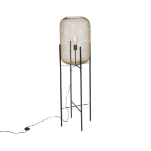 vloerlampen Moderne zwart met gouden vloerlamp Bliss Mesh Staal Een stoere ideaal als sfeerlamp in de De kleur maakt hem erg elegant. Hij heeft een hoogte van