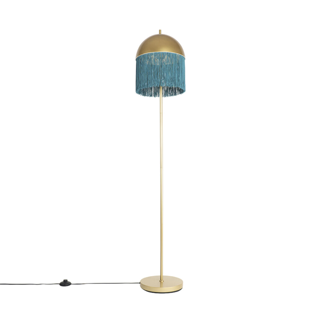 vloerlampen Oosterse vloerlamp goud met groene franjes 30 cm Fringle StaalStof Groen Fleur je interieur op oosterse De aan deze lamp geven de een speels effect